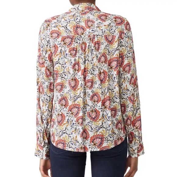Fifteen Twenty Floral Button Down Blouse Top Women’s S Red Orange Paisley Boho - Picture 4 of 12
